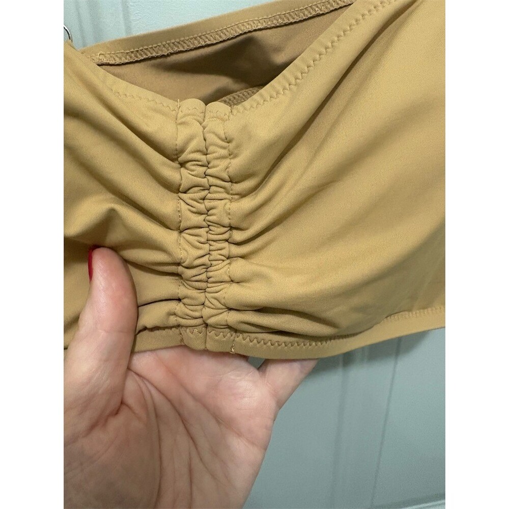 Fashion Nova Bikini Top Womens 2XL Tan Ruched Bralette Longline Swim Top - Picture 2 of 6
